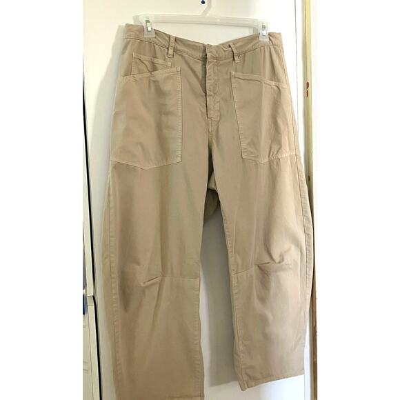Nili Lotan Shon Pant Curved Barrel Leg Sandstone Beige Tan 10 - Picture 2 of 7